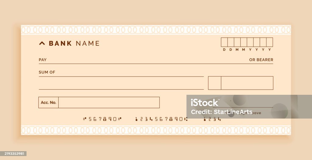 Cheque Simple Simple Bank Cheque Payment Document Template Stock Illustration ...
