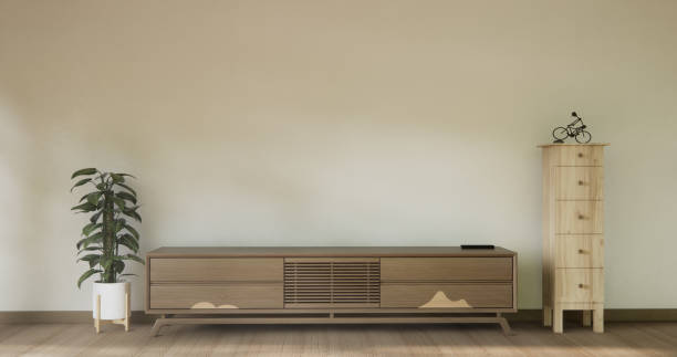 istock Modern Cabinet wood design on white wall room scene. 2193356658