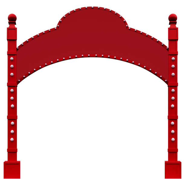 Mock up red carnival archway isolated on white background with clipping path