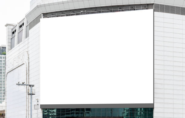 istock Mock up white horizontal large LED display billboard on building. Clipping path for mockup 2193369630