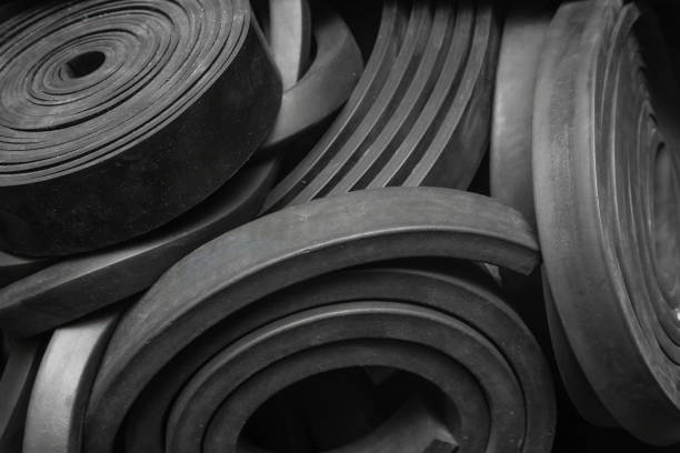 istock Close-up rubber sealing strips for waterproof doors. A pile of rubber twisted into rolls. 2193373159