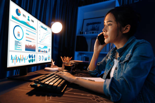 istock Young beautiful Asian creative woman calling on phone. Stratagem. 2193373361