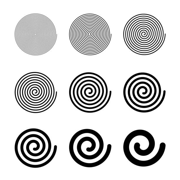 Spiral icon set with editable stroke Various vector spirals spiral stock illustrations