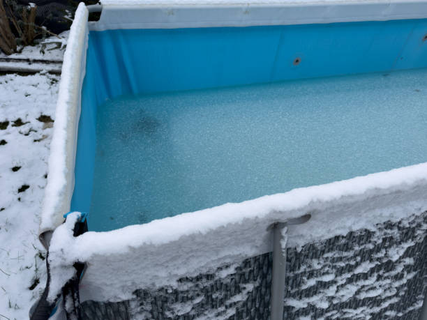 istock Frozen swimming pool in the garden 2193376496