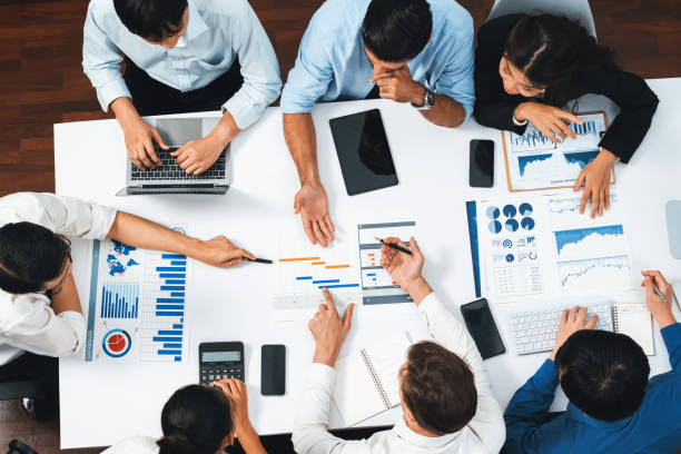 istock Top view project manager communicate and collaborate with team. Prudent 2193378230