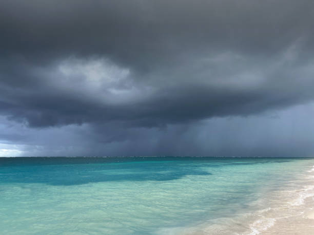 istock Stormy Caribbean Sea horizon under dramatic clouds at dusk 2193379478