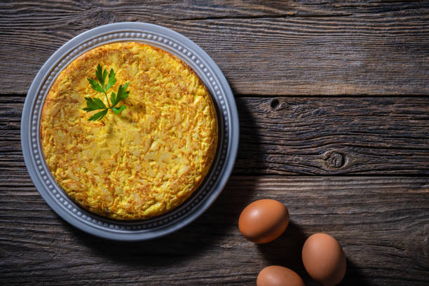 istock Spanish omelette, tortilla de patata a traditional Tapas from Spain with eggs 2193380863