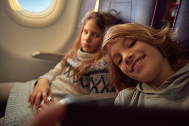 istock Children making selfie in airplane 2193381121