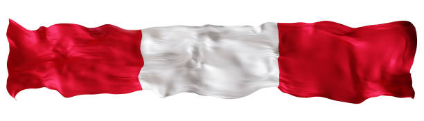 istock Stylized flag of Peru waving in the wind, isolated on white background. Footer, header or divider. Cut out wide, panoramic element. Banner for patriotic themes or national event promotions. 3D. 2193390297