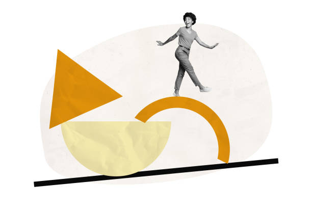 istock Composite trend artwork sketch image photo collage of element escape geometry hurdle half small young lady walk step direction smile emoji 2193390393