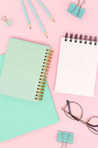 istock Mint colored school supplies on a pink background. 2193391225