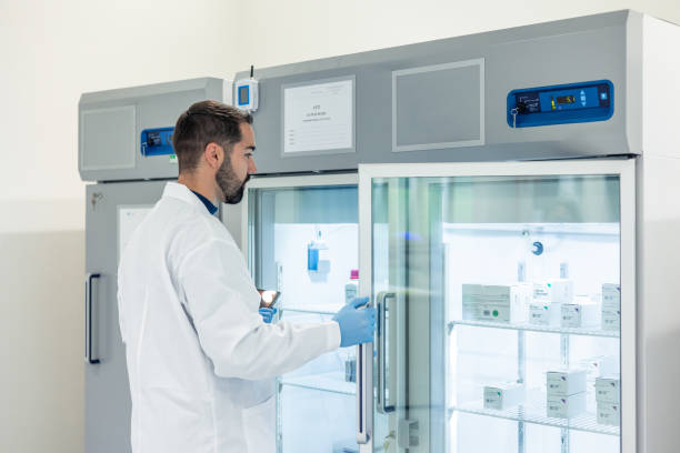 istock Scientist opening laboratory refrigerator containing medicines and vaccines 2193391324
