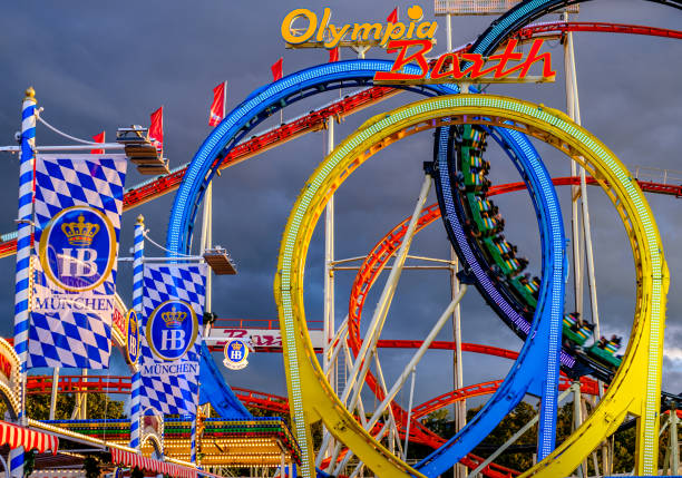 Munich, Germany - October 2: typical fairground ride at the theresienwiese oktoberfest in munich on October 2, 2024