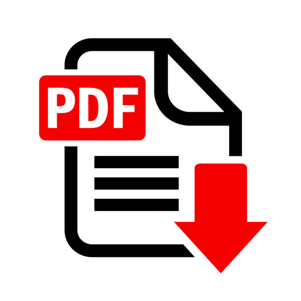 векторная иконка для скачивания документа в формате pdf - компьютерный файл stock illustrations