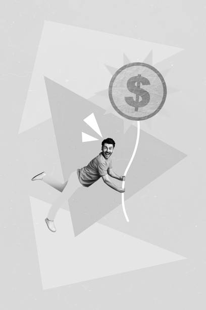 istock 3d retro abstract creative collage artwork template of funny funky guy flying dollars balloon isolated painting background 2193399227