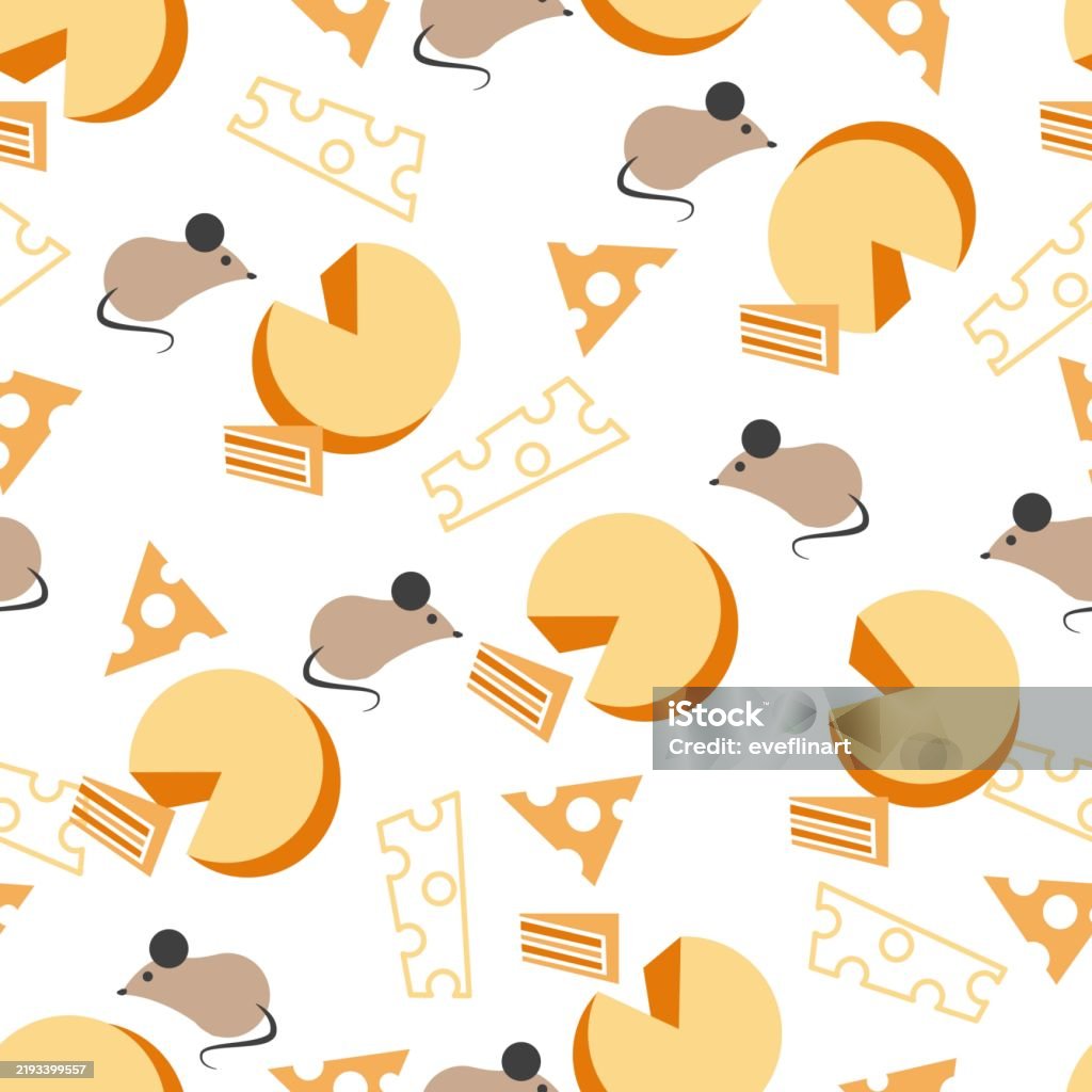 Biting Pattern Cute Mice And Cheesy Blocks Bite Pattern Art Stock Illustration ...