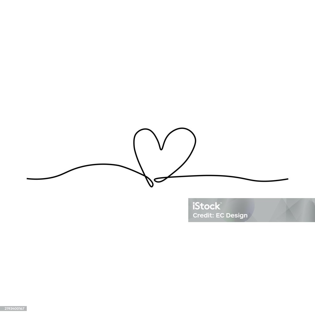 Basic Line Heart Basic Rgb Stock Illustration - Download Image Now - Continuous Line ...
