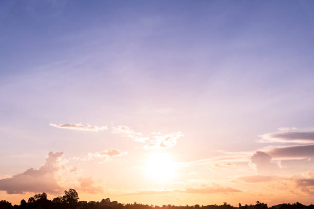 like a bright golden and blue sky. The sunrise is decorated with clouds in various shapes, everning,Twilight, Large size, High definition landscape photo
