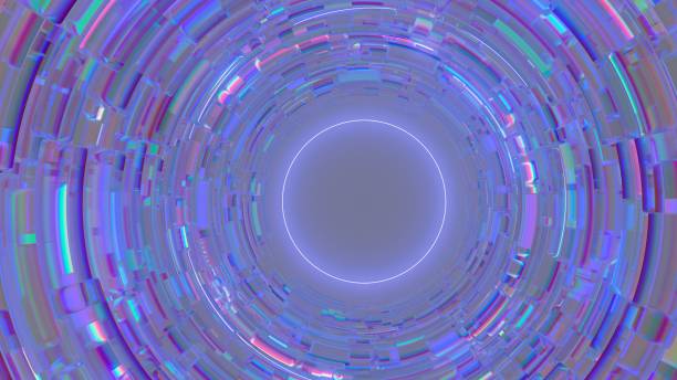 istock 3d illustration portal Glass surface with neon and dispersion 2193401422
