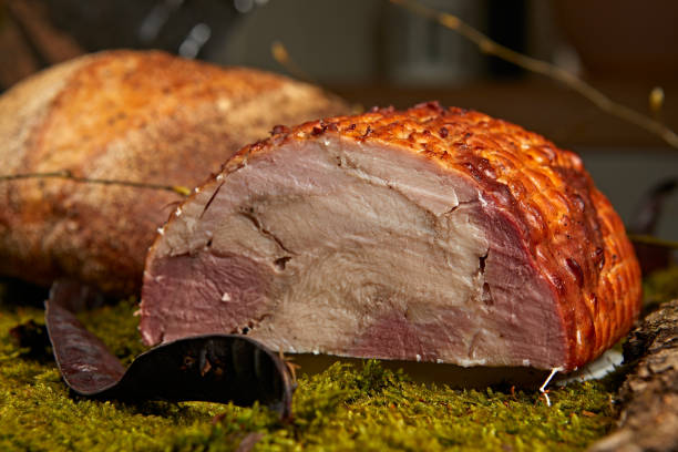 istock Meatloaf with a loaf of bread on a decorated table 2193402253