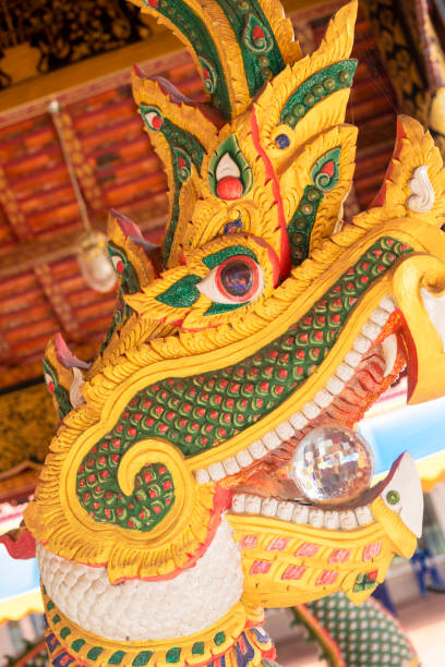istock Head of snake Nakhon at temple 2193406421