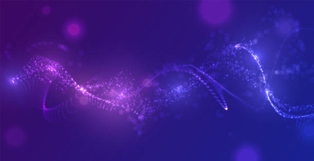 istock Waves of many lines flowing particles and sparkles, abstract dotted wavy stripes purple blue gradient vector background 2193420781