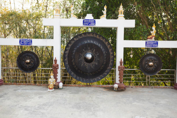 Gong in the temple on a white background