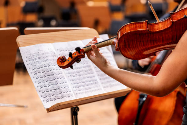 istock Violinist Playing with Sheet Music in Focus 2193432231
