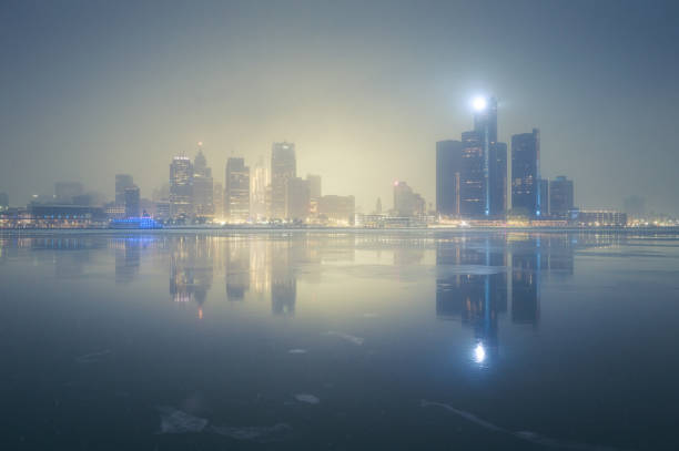 istock Detroit - Winter Skyline at Dusk 2193433587