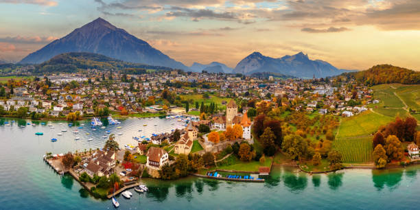 istock Spiez, Switzerland and Lake Panorama 2193433987