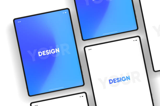 3d tablet frame less blank screen. empty screen device tablet mockup element. can be used for mobile app, ui ux, business presentations. high quality eps10 ultra realistic tablet with editable screen - prototyp stock ilustrace