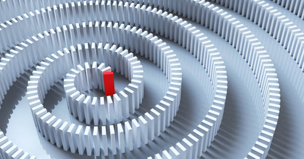 istock Red domino for leadership concept 2193447068