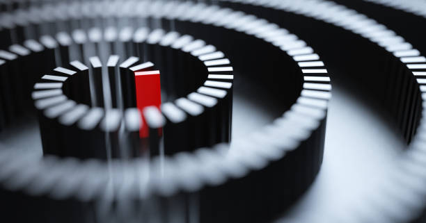 Red domino for leadership concept stock photo