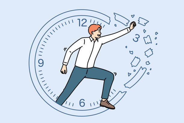 istock Business man is engaged in time management, breaking clock to increase productivity 2193448407