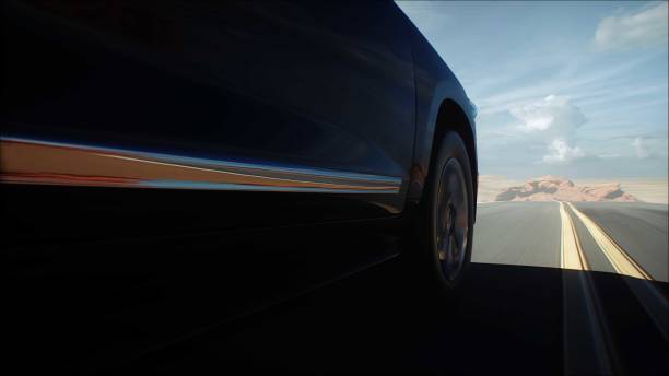3d model luxury black car on desert highway. Very fast driving. 3d rendering. 3d model luxury black car on desert highway. Very fast driving. 3d rendering Haval H9 SUV stock pictures, royalty-free photos & images