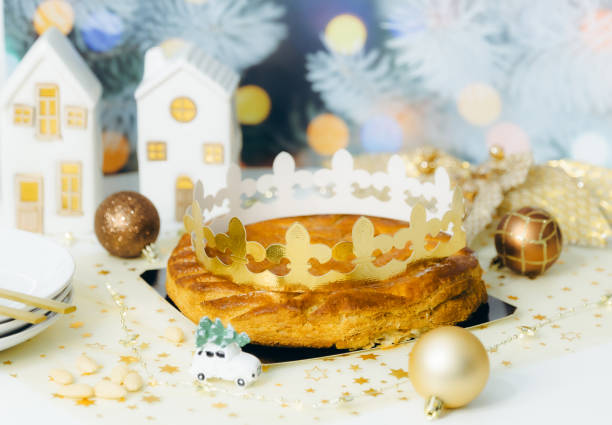 istock Fresh royal galette with crown on the table at home. 2193453880