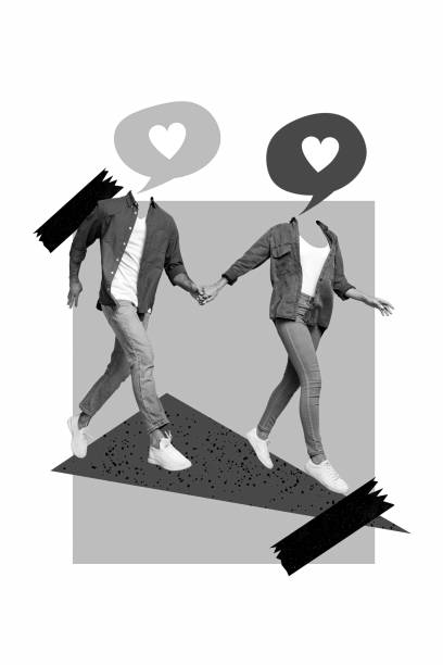 istock Vertical collage image of two black white gamma people hold arms run like dialogue heart bubble instead head support ukraine chatting 2193454691