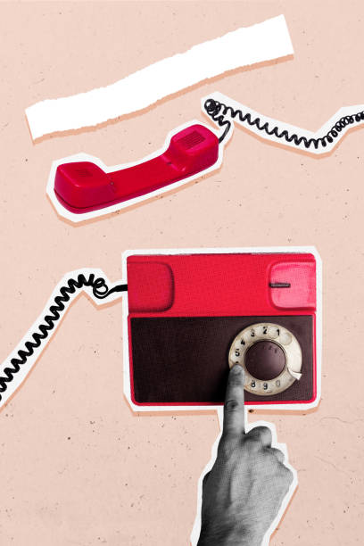 istock Composite trend artwork sketch image collage of human hand hold vintage telephone handset cable telemarketing operator work 2193454836