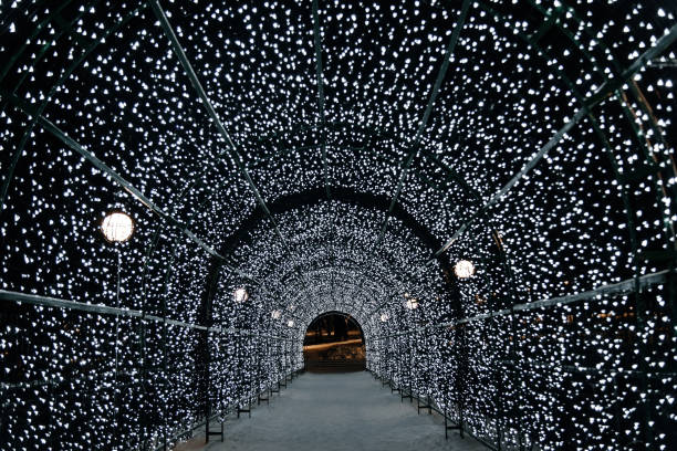 istock tunnel with christmas illumination 2193456126