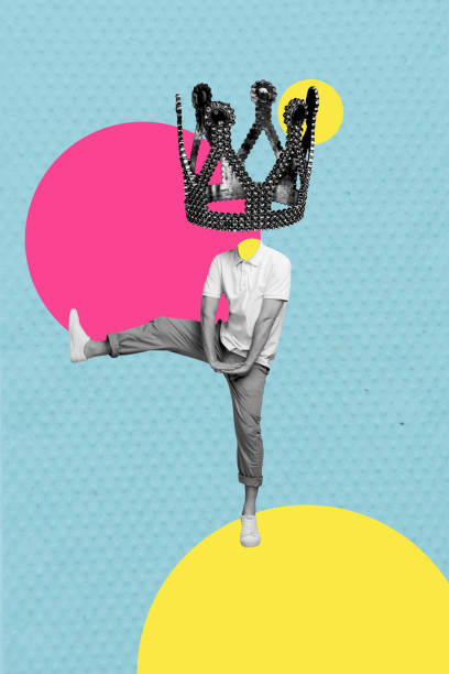 istock Vertical photo collage of anonym man instead head crown dance motion friday party celebration occasion isolated on painted background 2193456399