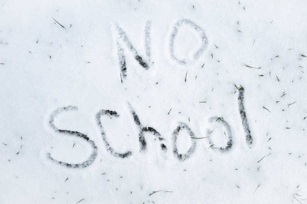 No School text, hand written in fresh fallen snow.