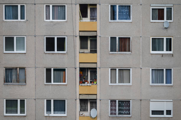 istock Urban apartment facade with balcony and windows 2193461126