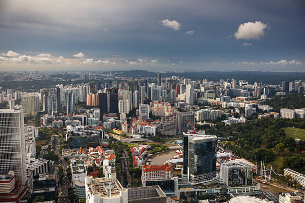 A high angle photograph from Singapore skyscrapers, shot during the day.