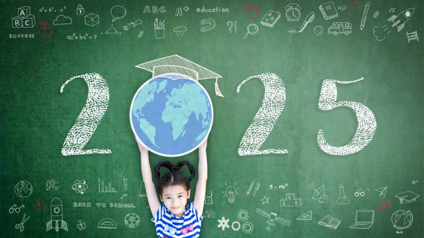 istock 2025 new educational academic calendar year for school class with student kid raising world global planet on teacher's green chalkboard for back to school celebration, STEM education concept 2193470633