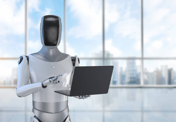 istock Automation worker concept with ai assistant robot working in smart office 2193470872