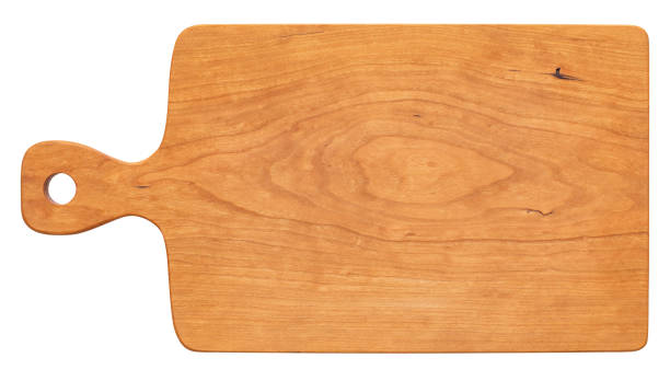 istock Handmade cherry wood chopping board. cutting board isolated on white background 2193479441