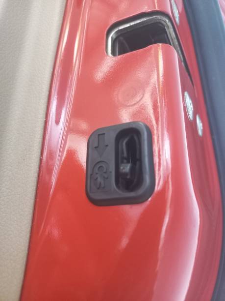 istock Child lock button on car door 2193487527