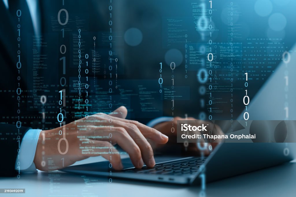 Cyber Programer Programmer And Cyber Security Technology Male Programmer Uses Laptop ...