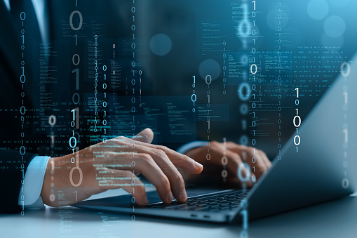 Security Programmers Programmer And Cyber Security Technology Male Programmer Uses Laptop ...