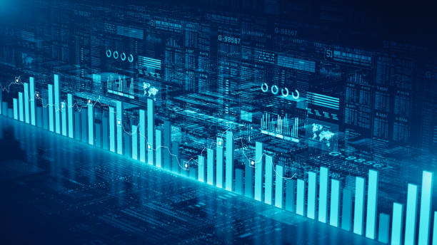 High-tech blue data analytics interface with glowing bar charts, graphs, and a futuristic digital dashboard, ideal for business, finance, or tech innovation themes. Abstract background 3d Rendering High-tech blue data analytics interface with glowing bar charts, graphs, and a futuristic digital dashboard, ideal for business, finance, or tech innovation themes. Abstract background 3d Rendering strategic themes stock pictures, royalty-free photos & images